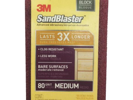 3M SandBlaster 2-1 2 In. x 3-3 4 In. x 1 In. 80 Grit Medium Sanding Sponge For Sale