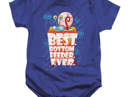 SPONGEBOB SQUAREPANTS : BEST. BOTTOM FEED. EVER. INFANT SNAPSUIT Royal Blue SM (6 Mo) on Sale