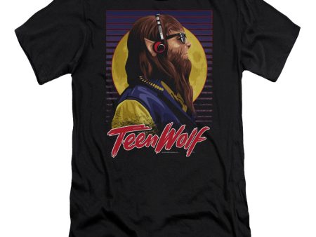 TEEN WOLF : HEADPHONE WOLF PREMIUM CANVAS ADULT SLIM FIT T-SHIRT 30\1 BLACK SM Fashion