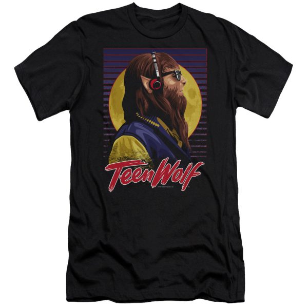 TEEN WOLF : HEADPHONE WOLF PREMIUM CANVAS ADULT SLIM FIT T-SHIRT 30\1 BLACK 2X Online Sale