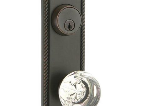 Emtek 7090RBLRH Passage Single Keyed , Sideplate Locksets Rope 3-5 8  Center to Center Keyed , Ribbon and Reed Lever , RH Fashion